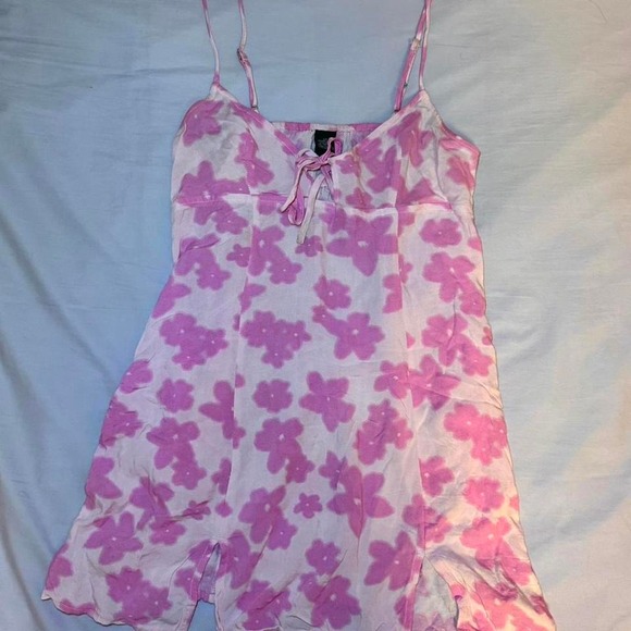 wild fable Dresses & Skirts - Wild Fable Pink Floral Tie Front Mini Dress Adjustable Straps Smocked Back Small
